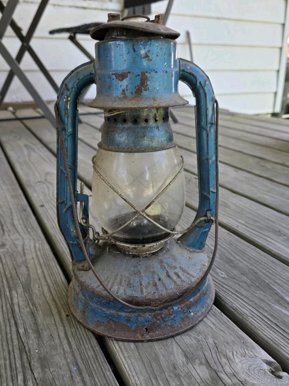 Vintage Dietz Little Wizard Oil Lantern Blue Vintage NY USA Rustic Home Decor